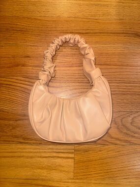 Ruched Hand Bag in Light Beige